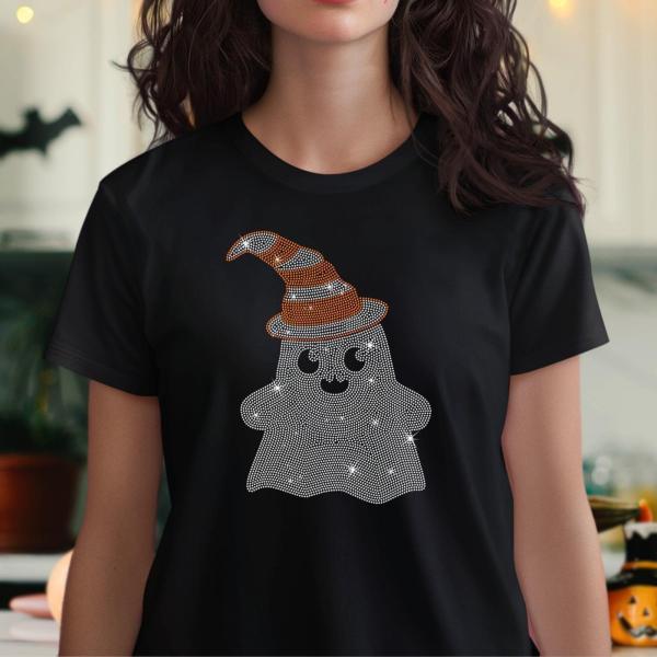 Spooky Ghost Halloween Rhinestone Shirt, Scary Season Vintage Style Shirt, Sarcastic Ghost Tee, Gift For Halloween
