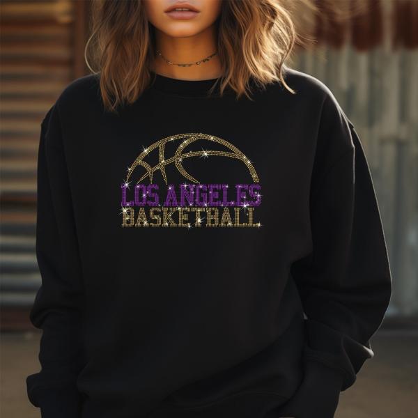 Los Angeles Rhinestone Basketball Shirt, LA Basketball Shirt, Game Day LA Basketball Shirt, LA Basketball Shirt