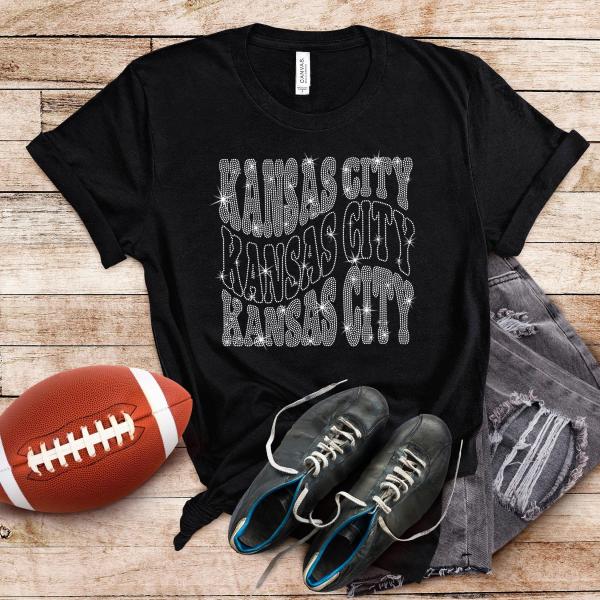 Kansas City  Rhinestone T-Shirt, Sunday Football Sparkling Glittering Tee, Retro Style Unisex Shirt, Trendy Fans Gift for Game Day Tee