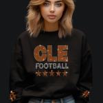 Cleveland Rhinestone Shirt, Football Season Match Day Tee, Unique Design Retro Football Shirt, Cle Tailgate Shirt, Fan Gift CLE for Ladies