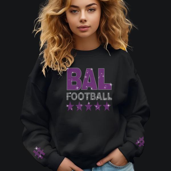Baltimore Rhinestone Shirt, Baltimore Game Day Shirt, Football Season Vibe Shirt, Ball Tailgate Fan Shirt, Baltimore Gift for her