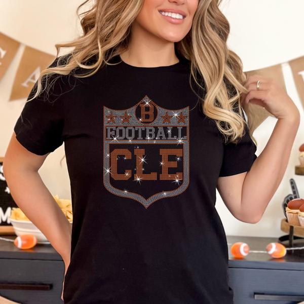 Cleveland Rhinestone T-Shirt, Vintage Style Football Sweatshirt, Sunday Football Tee, Football Hoodie, Team Fans Gift for Sports Lover
