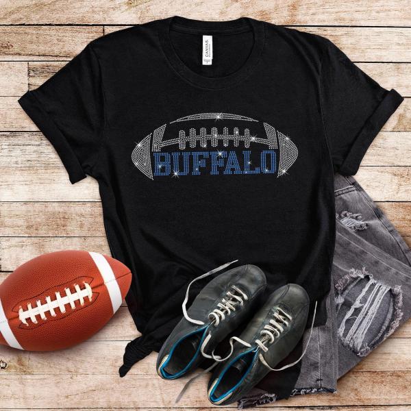 Buffalo Rhinestone T-Shirt, Sports Lover Shirt, Game Day Football Team  Fans Shirt, Vintage Style Comfort Colors Shirt Gift for Him or Her
