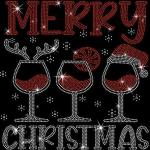 Merry Christmas Wine Glass Rhinestone T-Shirt, Cheers To The New Year Shirt, Drink Up Grinches Holiday Shirt, Cute Xmas gift for Drinkers
