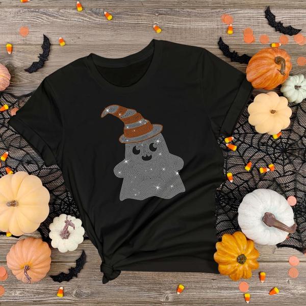 Spooky Ghost Halloween Rhinestone Shirt, Scary Season Vintage Style Shirt, Sarcastic Ghost Tee, Gift For Halloween