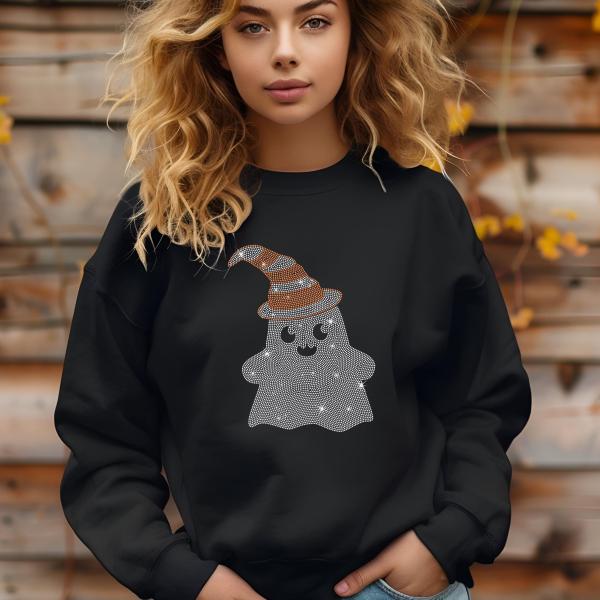 Spooky Ghost Halloween Rhinestone Shirt, Scary Season Vintage Style Shirt, Sarcastic Ghost Tee, Gift For Halloween