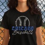 Chicago Baseball Rhinestone T-Shirt, Baseball Lover Gift, Vintage Retro Style Baseball Tee Shirt, Baseball Mom Shirt, Fan Gift for Her