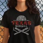 Texas Baseball Rhinestone T-Shirt, Game Day Apparel, Baseball Mama Shirt, Team Spirit Shirt, Sports Fan Shirt, Rangers Gift for Her or Him