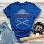Texas Baseball Rhinestone T-Shirt, Game Day Apparel, Baseball Mama Shirt, Team Spirit Shirt, Sports Fan Shirt, Rangers Gift for Her or Him