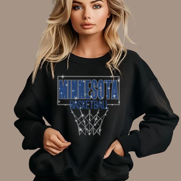Minnesota Rhinestone Basketball Shirt, Basketball Fan Gift, Game Day Shirt for Basketball Mom , Vintage Style Retro Basketball Team Shirt