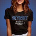 Detroit Glittering Rhinestone Shirt, Trendy Football Retro Shirt, Dazzling Design Shiny Chic Tee, Game Day Shirt For Women and Men