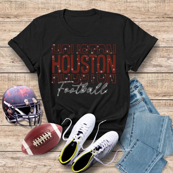 Houston Rhinestone Sparkling Gameday T-Shirt, Football Funny Fan Shirt, Unisex Super Soft and Comfortable Shirt, Fan Gift For Women or Men