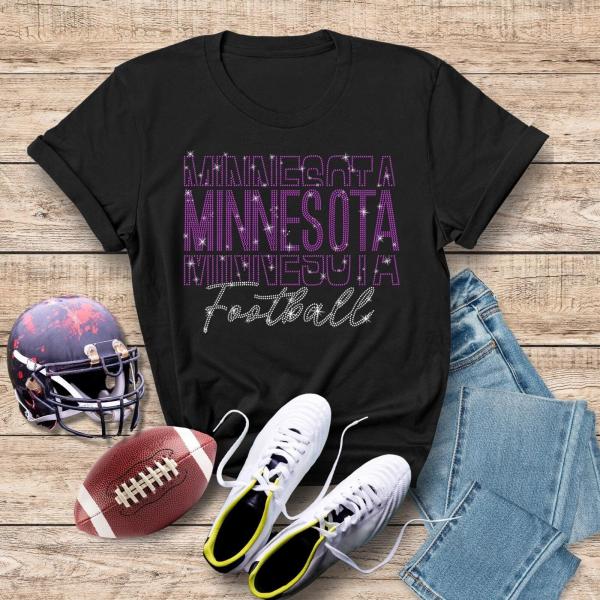 Minnesota Rhinestone Sparkling Gameday T-Shirt, Football Lovers Idea for Team Fan Shirt, Perfect Gift for Sunday Football, Funny Youth Shirt