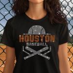 Houston Baseball Rhinestone T-Shirt, Retro Sports Fan Tee, Unisex Softstyle Tee, Baseball Favor Season Shirt, Baseball Mom Tee, Gift for Her