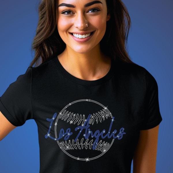 Los Angeles Rhinestone Shirt, Baseball Teams Favorite Sweatshirt, Sports Unisex Soft style Fan Shirt, Best Game Day Gift For Your Loving One
