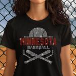 Minnesota Baseball Rhinestone T-Shirt, Baseball Fans Season Tee, Mom Baseball Tee, Vintage Glittering Baseball Top, Gift for Your Love One