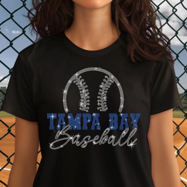 Tampa Bay Baseball Rhinestone T-Shirt, Major League Shirt, Sports Team Unisex Tee Shirt, Retro Style Shirt, Mama Baseball Tee, Gift for Fans