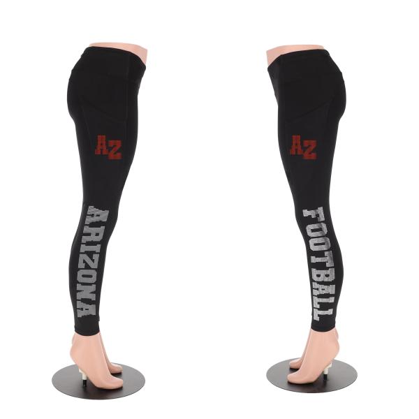 Arizona Rhinestone Football Leggings, Active Wear Yoga Pant, Game day sports leggings, Women Football Yoga Leggings with side Pocket