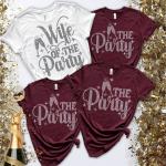 Wife of the Party Rhinestone Shirt, Retro Batch Shirts, Bridal Party Shirts, Wedding Party Shirts, Comfort Colors Bachelorette Shirts