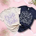 Bride and Bride's Babe Rhinestone T-Shirt, Bridal Party Shirt, Babe of Honor Shirt, Unique Bridal Shower Gift, Shiny Bride Squad Shirt
