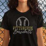 Pittsburgh Baseball Rhinestone T-Shirt, Fans Favorite Sports Shirt, Baseball Mom Tee, Baseball Team Retro Shirt, Best Gift For Best Friend