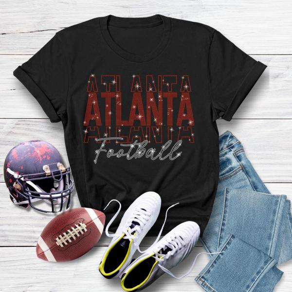 Atlanta Rhinestone Sparkling Game Day T-Shirt, Football Fan Shirt, Retro Football Season Shirt, Football Lovers Gift for Men or Women