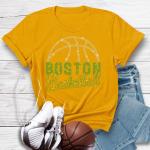 Boston Basketball Game Day Rhinestone T-Shirt, Retro Minimalist Style With Team Colors Shirt, Sports Lover Gift, Team Spirit Wear Tee