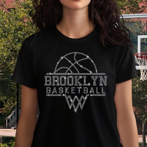 Brooklyn Basketball Sports Team Retro Rhinestone T-Shirt, Team Comfort Colors Shirt, Unisex Cotton Shirt, Trendy Fan Apparel, Best Gift Ever