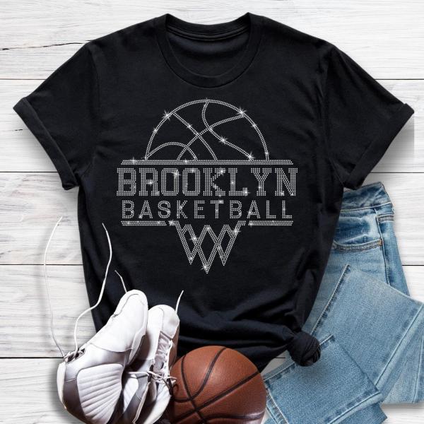 Brooklyn Basketball Sports Team Retro Rhinestone T-Shirt, Team Comfort Colors Shirt, Unisex Cotton Shirt, Trendy Fan Apparel, Best Gift Ever