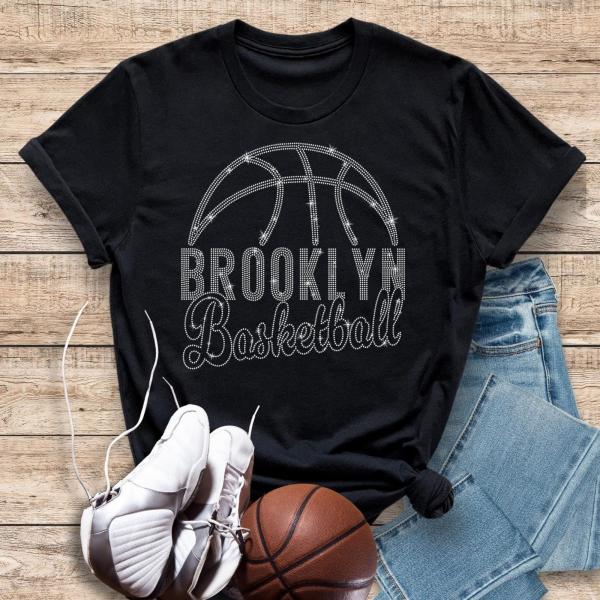 Brooklyn Basketball Game Day Rhinestone T-Shirt, Basketball Fan Classic Vintage Style Tee, Playing Lover Shirt, Players Fans Birthday Shirt