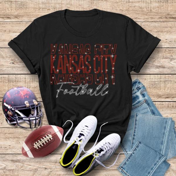 Kansas City Rhinestone Sparkling Gameday T-Shirt, Retro Football Fans Shirt, Gameday Gift for Sports Lovers, Comfort Colors Tailgate Shirt