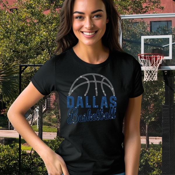 Dallas Basketball Game Day Rhinestone T-Shirt, Sports Team Fans Unisex Tee, Strong Printed High Quality Shirt, Team Spirit Gift Shirt
