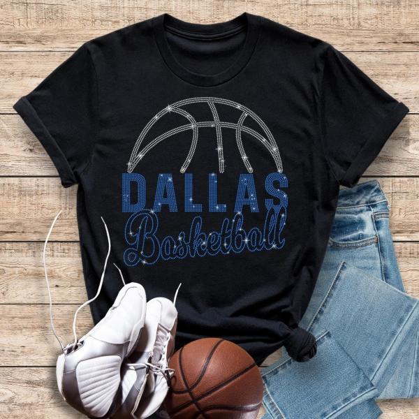 Dallas Basketball Game Day Rhinestone T-Shirt, Sports Team Fans Unisex Tee, Strong Printed High Quality Shirt, Team Spirit Gift Shirt