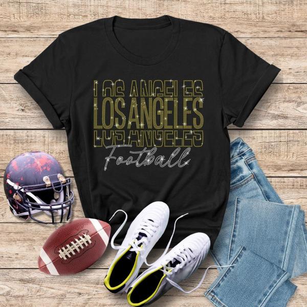 Los Angeles Gameday Sparkling Rhinestone T-Shirt, Game Day Favorite Football Team Shirt, Athletic Unisex Tee-Shirt Gift for Her or Him