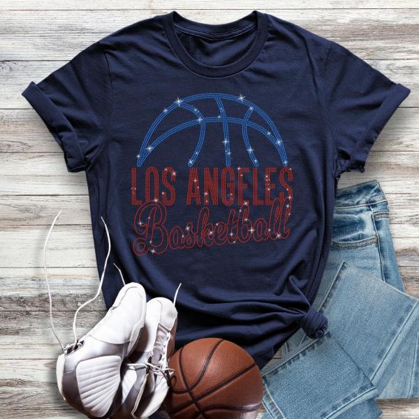 Los Angeles Basketball Game Day Rhinestone T-Shirt, Team Spirit Tee, Sports Lover Gift Shirt, Player Unisex Shirt, Basketball Team Hoodie