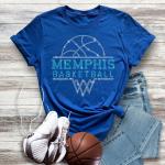 Memphis Basketball Sports Team Rhinestone T-Shirt, Game Day Unisex Cotton Shirt, Stylish Fans Shirt Gift for Men or Women Streetwear