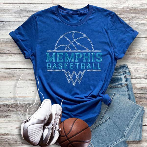 Memphis Basketball Sports Team Rhinestone T-Shirt, Game Day Unisex Cotton Shirt, Stylish Fans Shirt Gift for Men or Women Streetwear