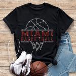 Miami Basketball Sports Team Retro Rhinestone T-Shirt, High-Quality Custom Design Fan Gift, Basketball Mom Shirt, Soft Cozy Unisex Sweater