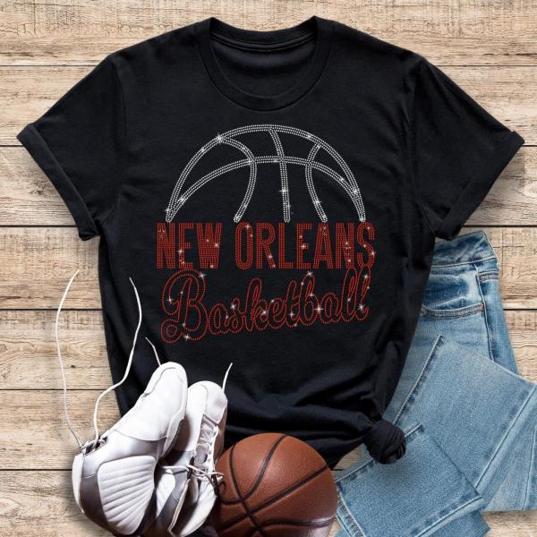 New Orleans Basketball Game Day Rhinestone T-Shirt, Comfort Colors Sports Lovers Shirt, High-Quality Premium Unisex Cotton Shirt Gift