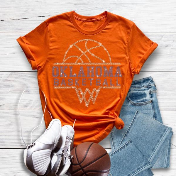 Oklahoma Basketball Sports Team Rhinestone T-Shirt, Game Day Outfit, Retro Sports Shirt, Lightweight Unisex Soft-Style Shirt Gift for Fans