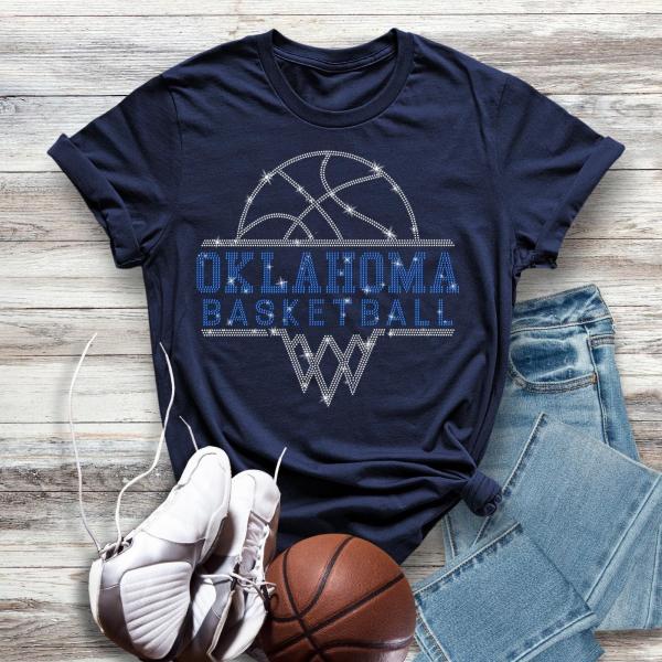 Oklahoma Basketball Sports Team Rhinestone T-Shirt, Game Day Outfit, Retro Sports Shirt, Lightweight Unisex Soft-Style Shirt Gift for Fans