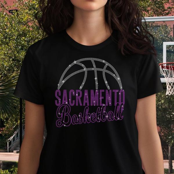 Sacramento Basketball Game Day Rhinestone T-Shirt, Retro Gameday Apparel, Christmas Majestic Design Gift, Perfect Mascot Sports Shirt