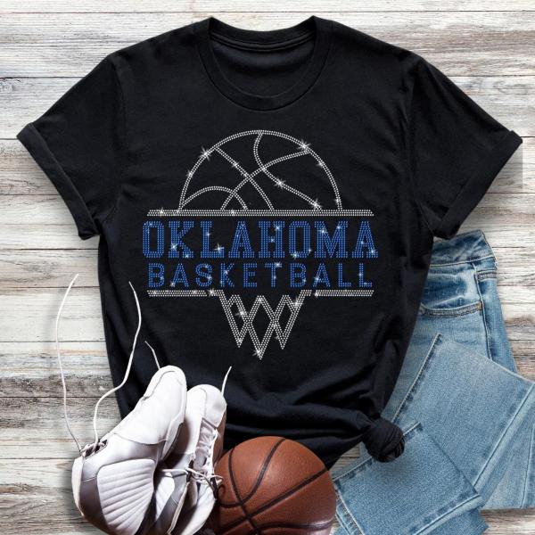 Oklahoma Basketball Sports Team Rhinestone T-Shirt, Game Day Outfit, Retro Sports Shirt, Lightweight Unisex Soft-Style Shirt Gift for Fans