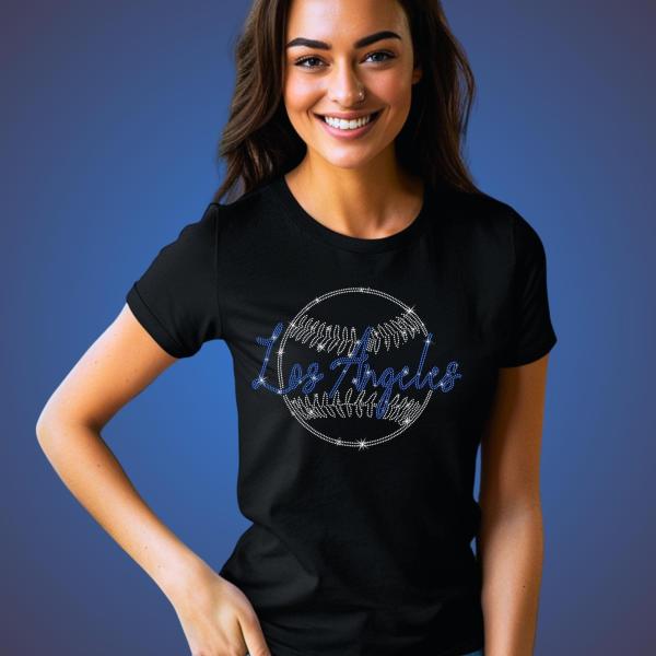 Los Angeles Rhinestone Shirt, Baseball Teams Favorite Sweatshirt, Sports Unisex Soft style Fan Shirt, Best Game Day Gift For Your Loving One