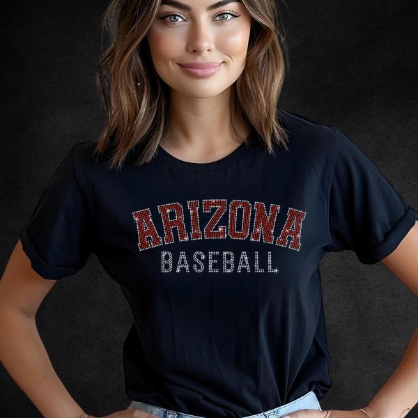 Arizona Rhinestone Shirt, Vintage Style Baseball Shirt, Sports Fan Game Day Apparel, Cool Unisex Shirt, Classic Team Support Shirt