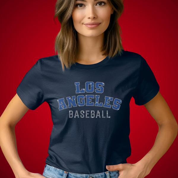 Los Angeles Rhinestone Shirt, Cool Baseball Fan Shirt Gift, Game Day Unisex Adult Fit Shirt, High-Quality Premium Casual Sport Wear