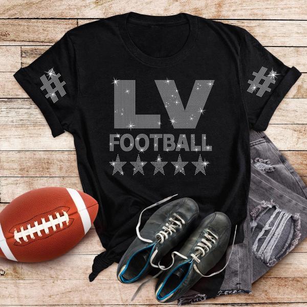 Las Vegas Rhinestone Shirt, Football Season Game Day Tee, Soft style Retro Champion Shirt, Casual Sportswear, Football Fan Gift for Her