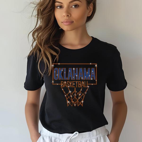 Oklahoma Basketball Rhinestone Shirt, Basketball Fan Gift, Basketball Retro Shirt, Game Day Outfit, Unique Design Christmas Gift for Him