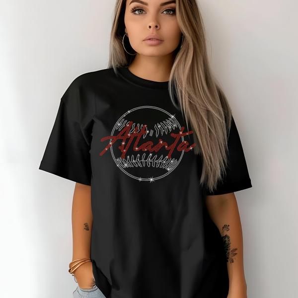 Atlanta Rhinestone Shirt, Vintage Style Retro Comfort Colors Baseball Sweatshirt, Baseball Team Cute Mascot Sweatshirt, Gift for love one