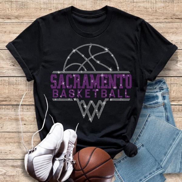 Sacramento Basketball Sports Team Retro Rhinestone T-Shirt, Team Fan Gift, Funny Xmas Sport Tee, Unisex Comfort Colors Stylish Shirt